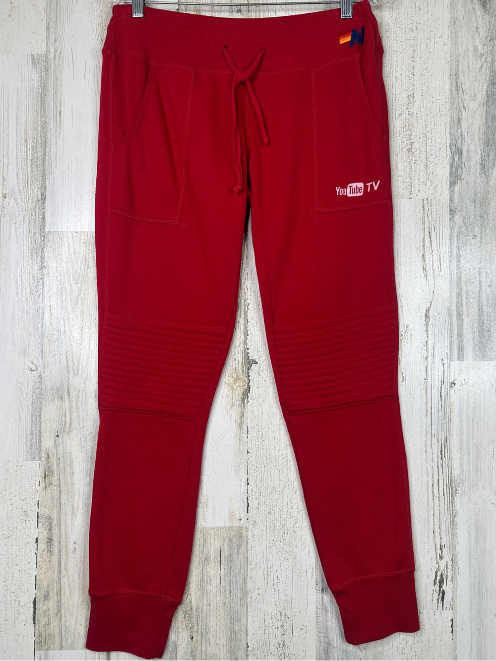 Aviator Nation Red Moto Jogger Sweatpants Women Small Lounge Y2K Street